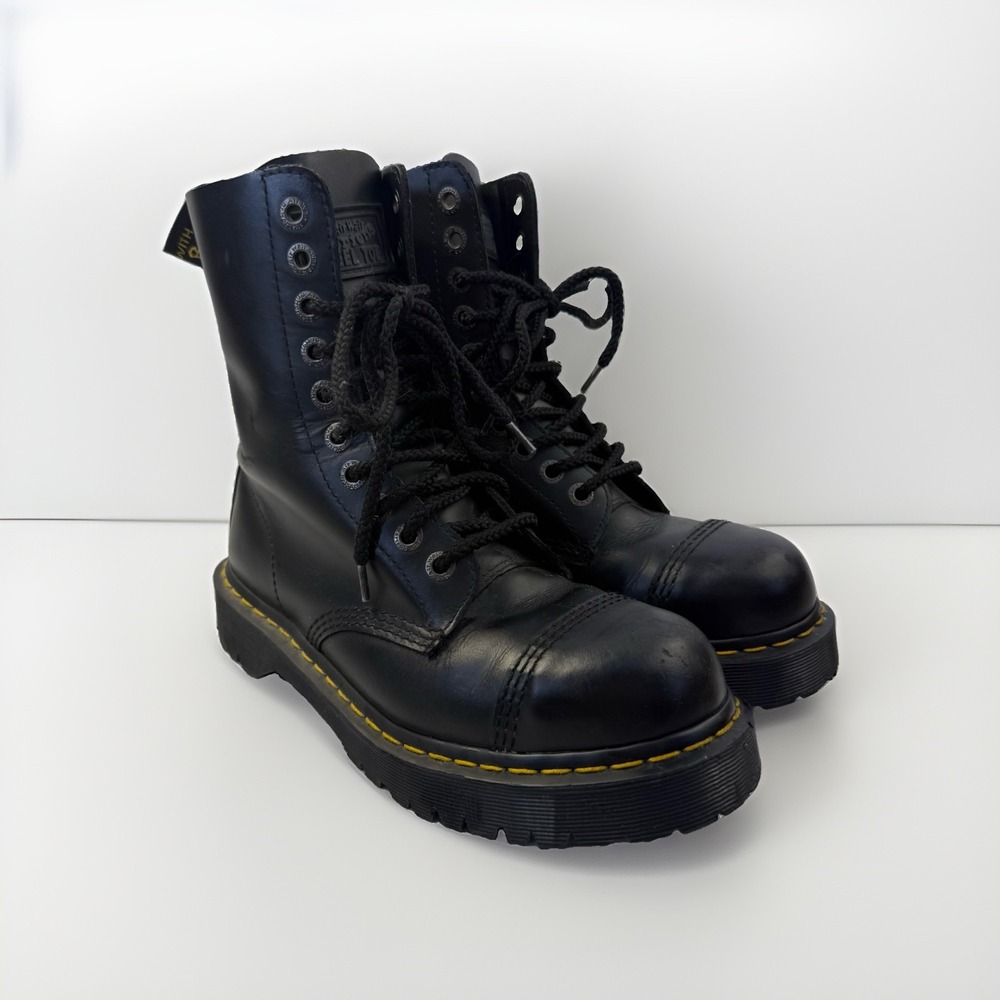 Dr Martens 10966 Women 9 Men 8 Black Leather 10 Eye Cap Toe Combat Boots
